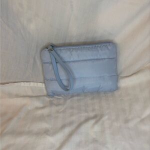 Light‎ Blue Quilted Wristlet Clutch